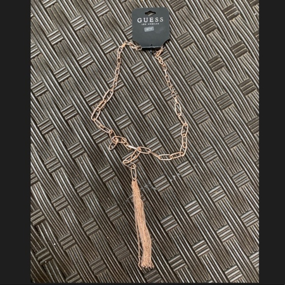 Guess Rose Gold Large Link Tassel Necklace
